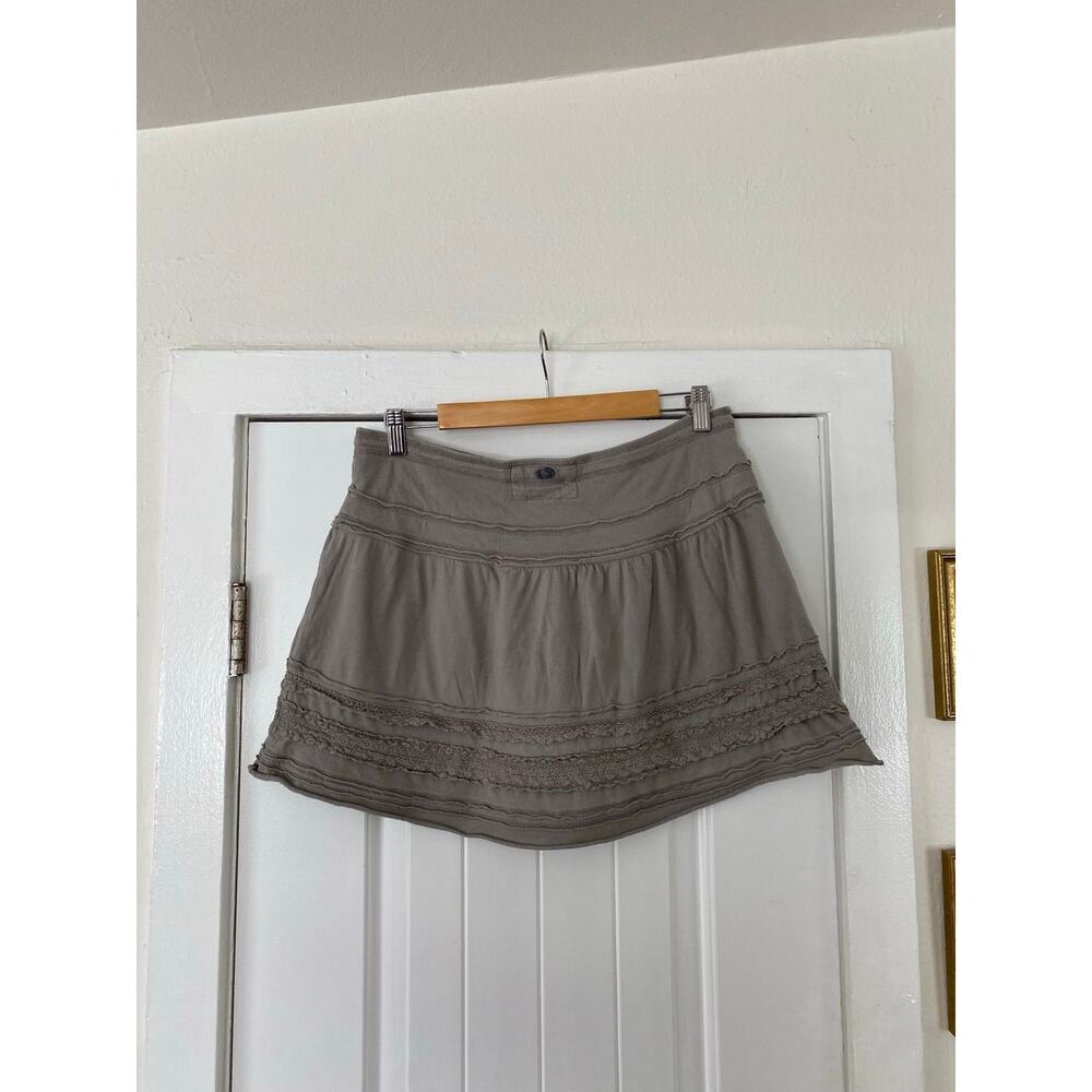 Vintage Y2K Abercrombie & Fitch Tiered Ruffle Mini Skirt Gray Size M - Picture 3 of 6